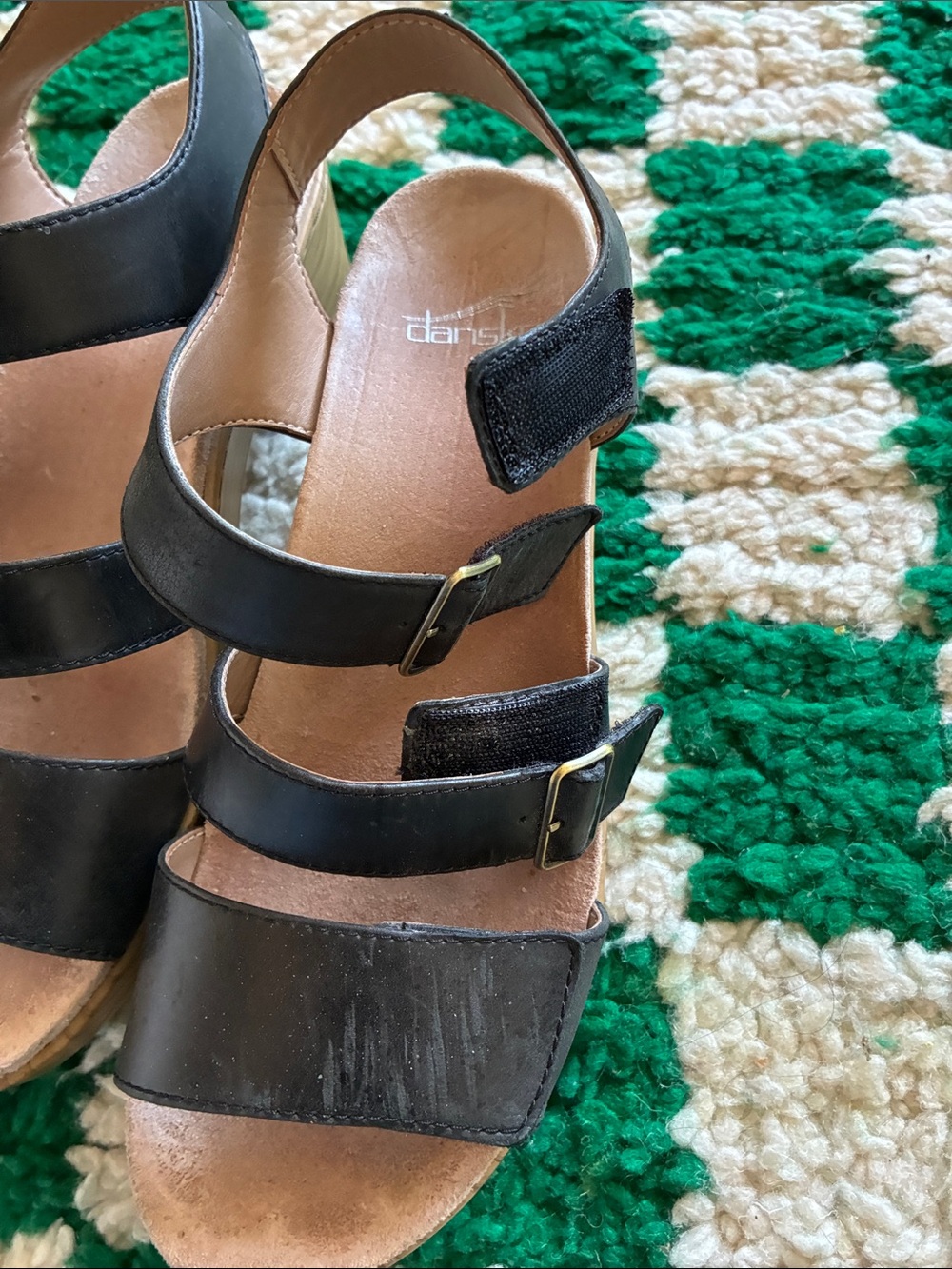 Dansko Women's Black Platform Sandals with Wood-Effect Heel - Picture 4 of 7